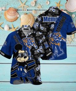 NCAA Memphis Tigers Hawaiian Shirt Mickey And Floral Pattern