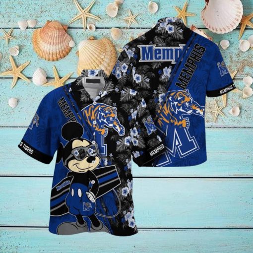 NCAA Memphis Tigers Hawaiian Shirt Mickey And Floral Pattern