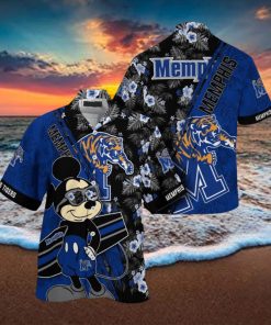 NCAA Memphis Tigers Hawaiian Shirt Mickey And Floral Pattern