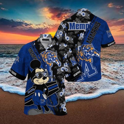 NCAA Memphis Tigers Hawaiian Shirt Mickey And Floral Pattern