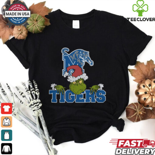 NCAA Memphis Tigers Logo Football Grinch Christmas T Shirt