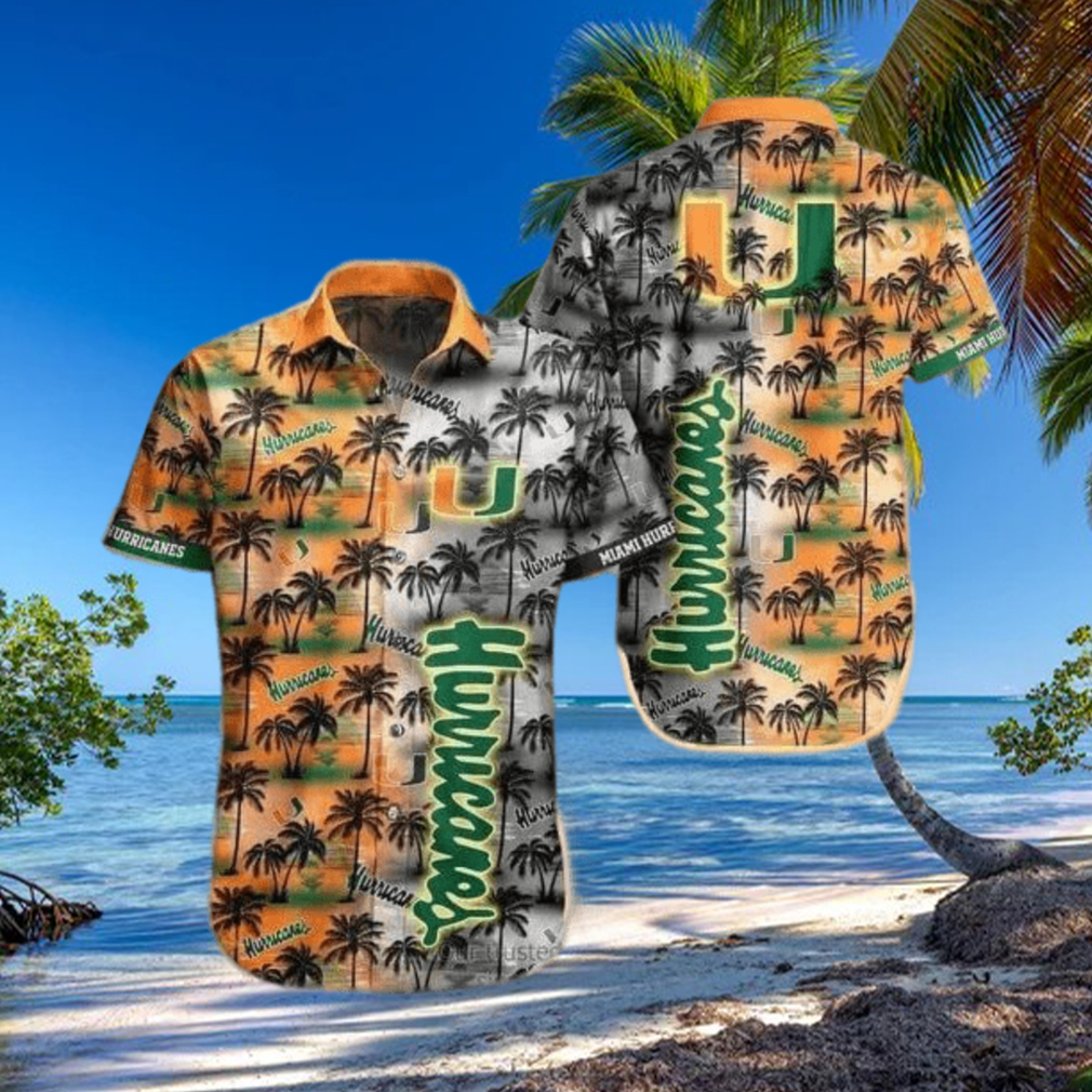 NCAA Miami Hurricanes Hawaiian Shirt Coconut Tree Pattern All Over Print NCAA Miami Hurricanes Hawaiian Shirt Coconut Tree Pattern All Over Print