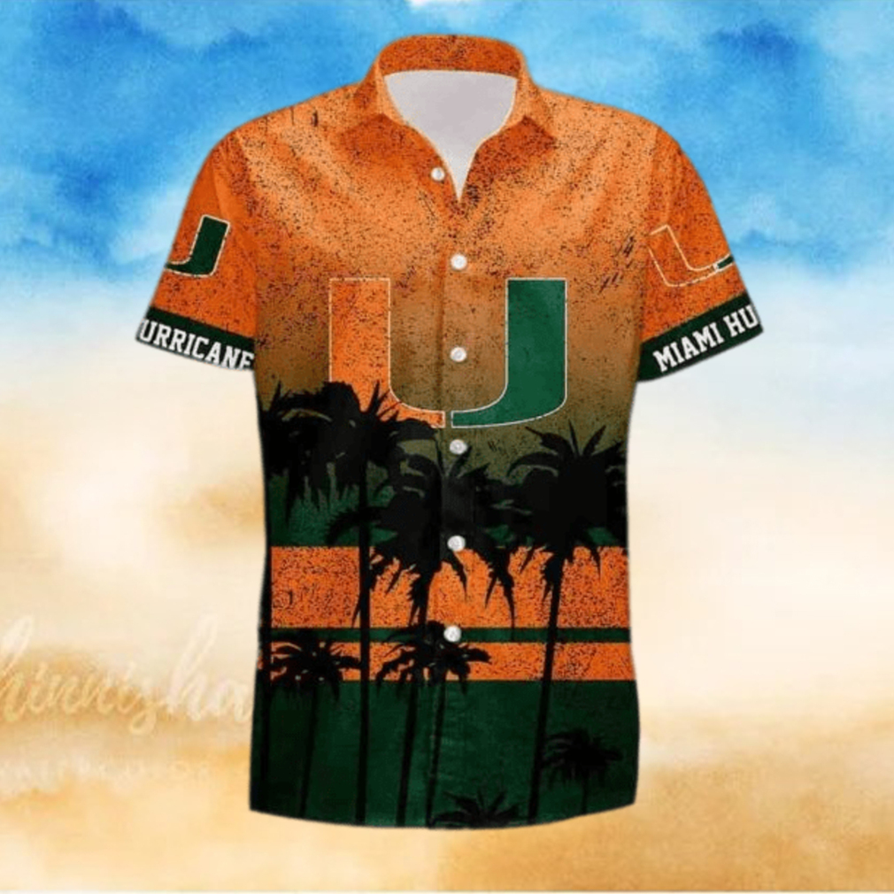 NCAA Miami Hurricanes Hawaiian Shirt Coconut Tree Pattern NCAA Miami Hurricanes Hawaiian Shirt Coconut Tree Pattern