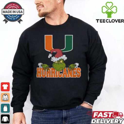 NCAA Miami Hurricanes Logo Football Grinch Christmas T Shirt