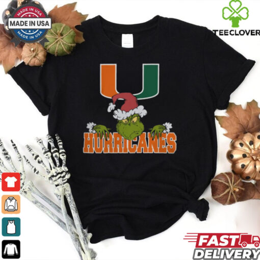 NCAA Miami Hurricanes Logo Football Grinch Christmas T Shirt
