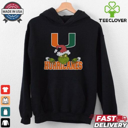 NCAA Miami Hurricanes Logo Football Grinch Christmas T Shirt