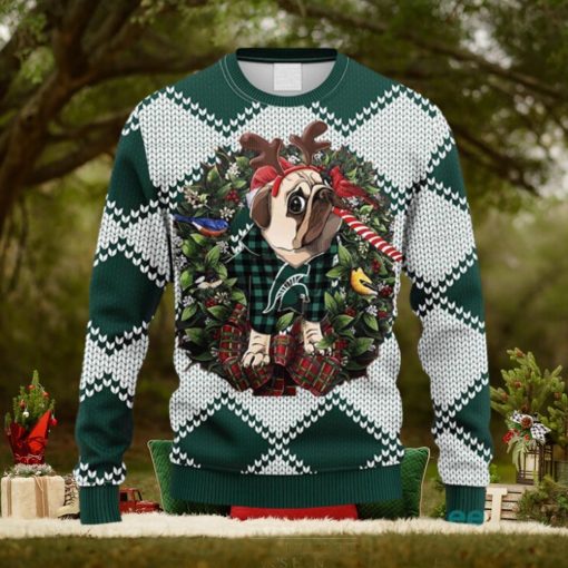 NCAA Michigan State Spartans Pub Dog Christmas Ugly 3D Knitted Sweater For Men And Women Gift Ugly Christmas
