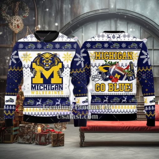 NCAA Michigan Wolverines Go Blue Ugly Christmas Sweater