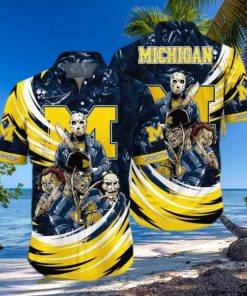 NCAA Michigan Wolverines Hawaiian Shirt Freddy Krueger Jason Voorhees Chucky