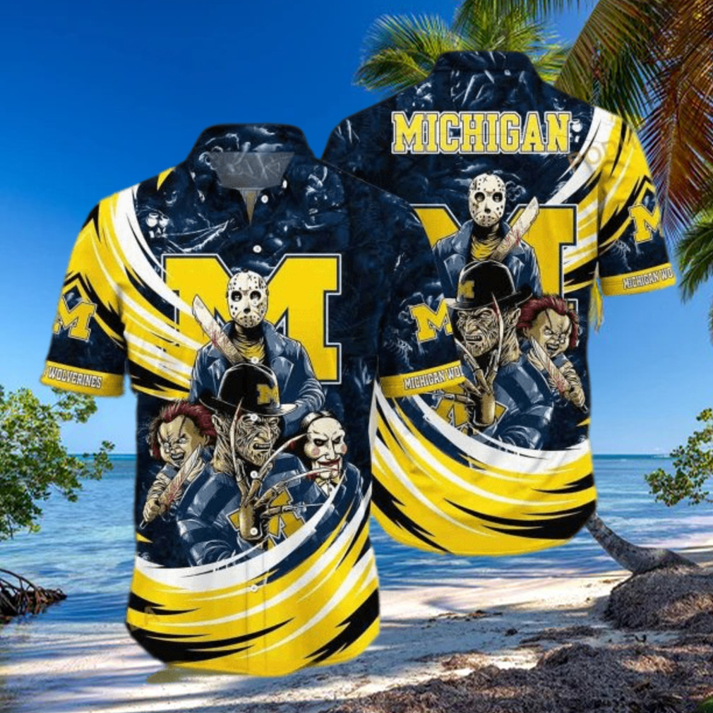 NCAA Michigan Wolverines Hawaiian Shirt Freddy Krueger Jason Voorhees Chucky NCAA Michigan Wolverines Hawaiian Shirt Freddy Krueger Jason Voorhees Chucky