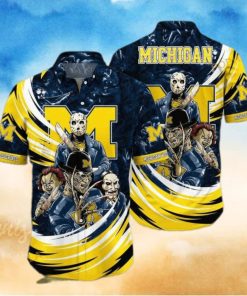 NCAA Michigan Wolverines Hawaiian Shirt Freddy Krueger Jason Voorhees Chucky