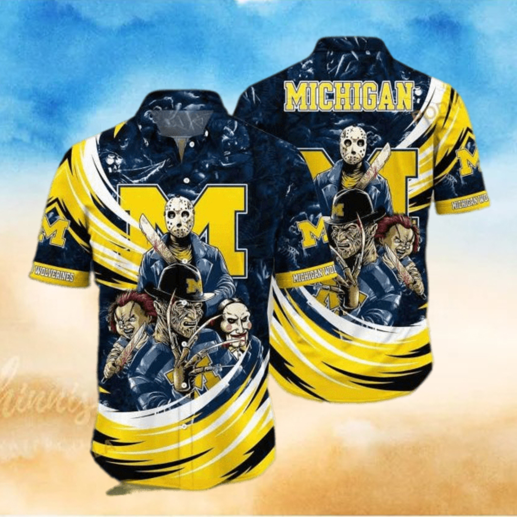 NCAA Michigan Wolverines Hawaiian Shirt Freddy Krueger Jason Voorhees Chucky NCAA Michigan Wolverines Hawaiian Shirt Freddy Krueger Jason Voorhees Chucky