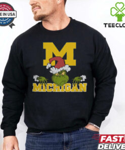 NCAA Michigan Wolverines Logo Football Grinch Christmas T Shirt