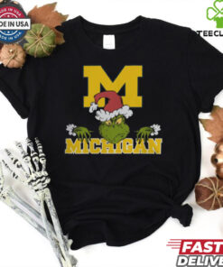 NCAA Michigan Wolverines Logo Football Grinch Christmas T Shirt