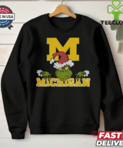 NCAA Michigan Wolverines Logo Football Grinch Christmas T Shirt