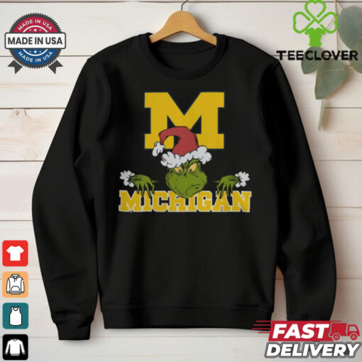 NCAA Michigan Wolverines Logo Football Grinch Christmas T Shirt