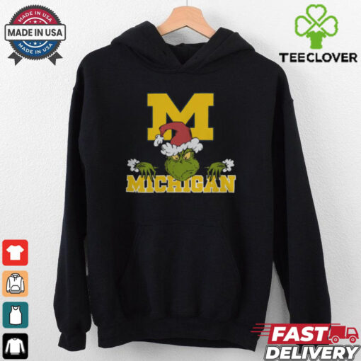 NCAA Michigan Wolverines Logo Football Grinch Christmas T Shirt