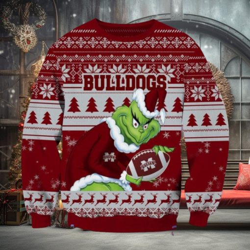 NCAA Mississippi State Bulldogs Grinch Ugly Christmas Sweater Christmas Gift For Sport Fans