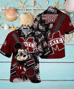 NCAA Mississippi State Bulldogs Hawaiian Shirt Mickey And Floral Pattern