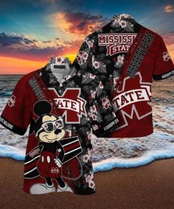 NCAA Mississippi State Bulldogs Hawaiian Shirt Mickey And Floral Pattern