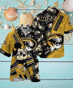 NCAA Missouri Tigers Hawaiian Shirt Mickey And Floral Pattern