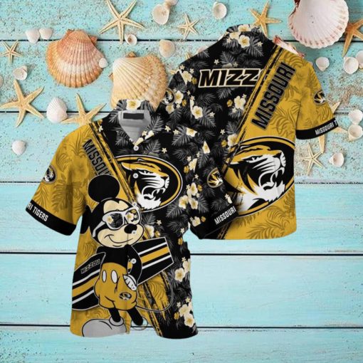 NCAA Missouri Tigers Hawaiian Shirt Mickey And Floral Pattern