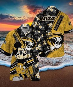 NCAA Missouri Tigers Hawaiian Shirt Mickey And Floral Pattern