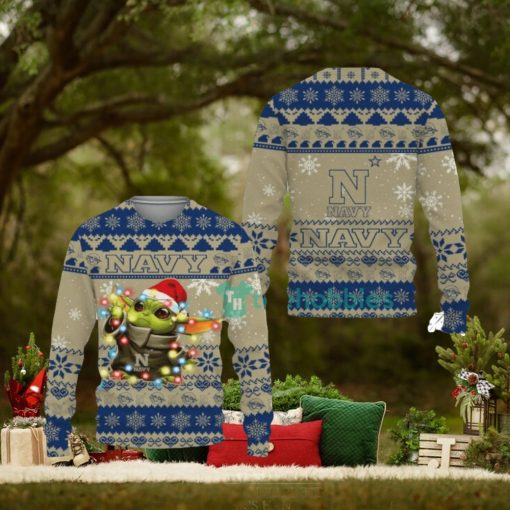 NCAA Navy Midshipmen Cute Baby Yoda Star Wars For Christmas Gifts Ugly Christmas Sweater