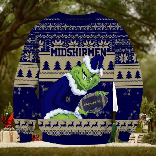 NCAA Navy Midshipmen Grinch AOP Ugly Christmas Sweater Christmas Gift For Men And Women