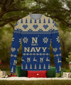 NCAA Navy Midshipmen Snowflake Knitting Pattern Ugly Christmas Sweater