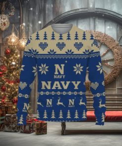 NCAA Navy Midshipmen Snowflake Knitting Pattern Ugly Christmas Sweater