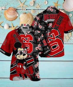 NCAA Nc State Wolfpack Hawaiian Shirt Mickey And Floral Pattern