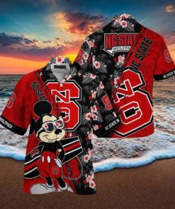 NCAA Nc State Wolfpack Hawaiian Shirt Mickey And Floral Pattern