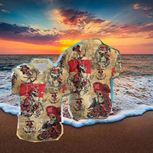 NCAA Nebraska Cornhuskers Gold Skull Hawaiian Shirt