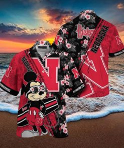 NCAA Nebraska Cornhuskers Hawaiian Shirt Mickey And Floral Pattern