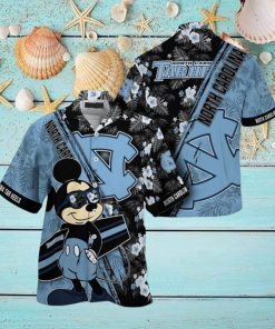 NCAA North Carolina Tar Heels Hawaiian Shirt Mickey And Floral Pattern