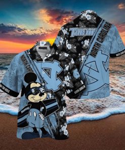 NCAA North Carolina Tar Heels Hawaiian Shirt Mickey And Floral Pattern