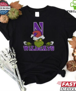 NCAA Northwestern Wildcats Logo Football Grinch Christmas T Shirt