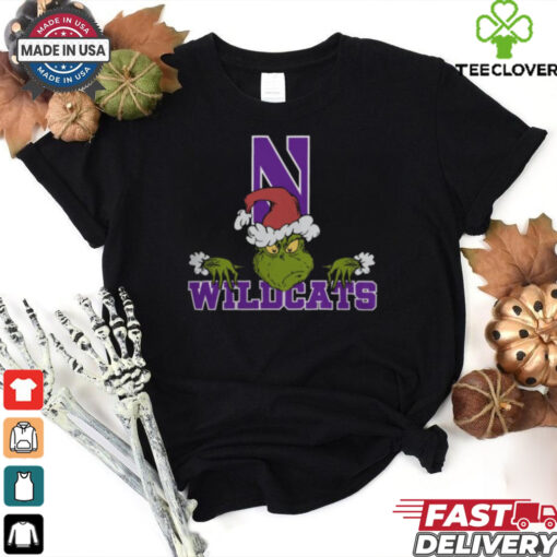 NCAA Northwestern Wildcats Logo Football Grinch Christmas T Shirt