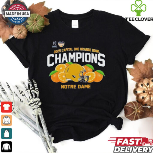 NCAA Notre Dame 2025 Capital One Orange Bowl Champions Helmet  Fan Favorite Shirt