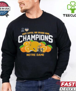 NCAA Notre Dame 2025 Capital One Orange Bowl Champions Helmet  Fan Favorite Shirt