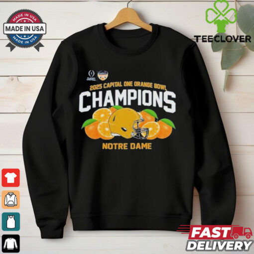NCAA Notre Dame 2025 Capital One Orange Bowl Champions Helmet  Fan Favorite Shirt