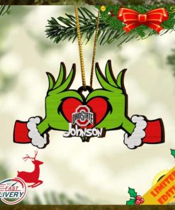 NCAA Ohio State Buckeyes And Grinch Christmas Ornament Custom Your Name 2023 Christmas Tree Decorations