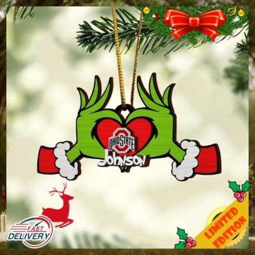 NCAA Ohio State Buckeyes And Grinch Christmas Ornament Custom Your Name 2023 Christmas Tree Decorations