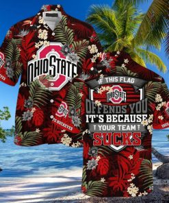 NCAA Ohio State Buckeyes Hawaiian Shirt Tropical Aloha If This Flag Offends You