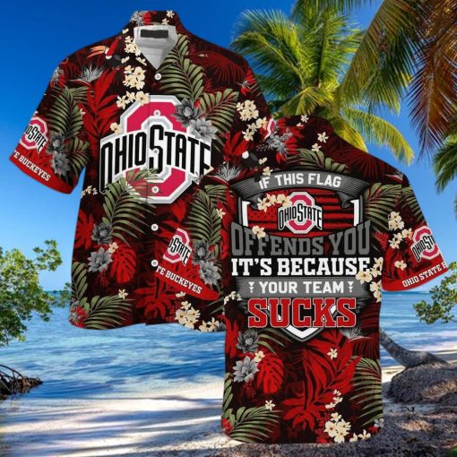 NCAA Ohio State Buckeyes Hawaiian Shirt Tropical Aloha If This Flag Offends You