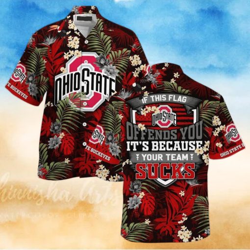 NCAA Ohio State Buckeyes Hawaiian Shirt Tropical Aloha If This Flag Offends You