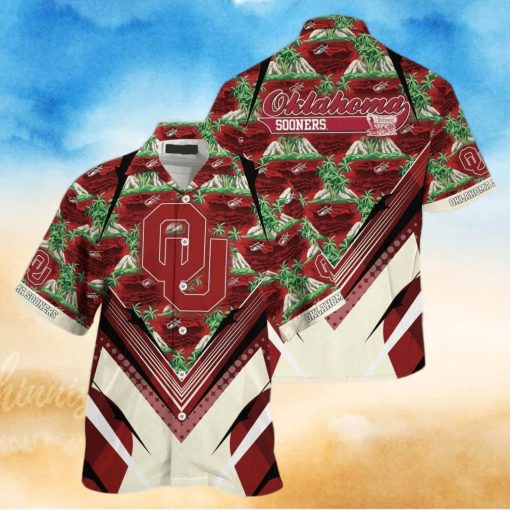 NCAA Oklahoma Sooners Hawaiian Shirt Palm Trees And Mountains Practical Beach Gift