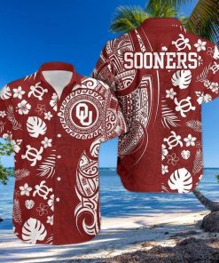 NCAA Oklahoma Sooners Hawaiian Shirt Turtle Tropical Palm Leaves Samoan Pattern