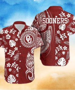 NCAA Oklahoma Sooners Hawaiian Shirt Turtle Tropical Palm Leaves Samoan Pattern